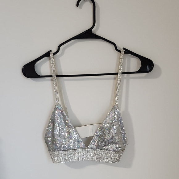 Silver Sequin Bralette - Picture 1 of 4